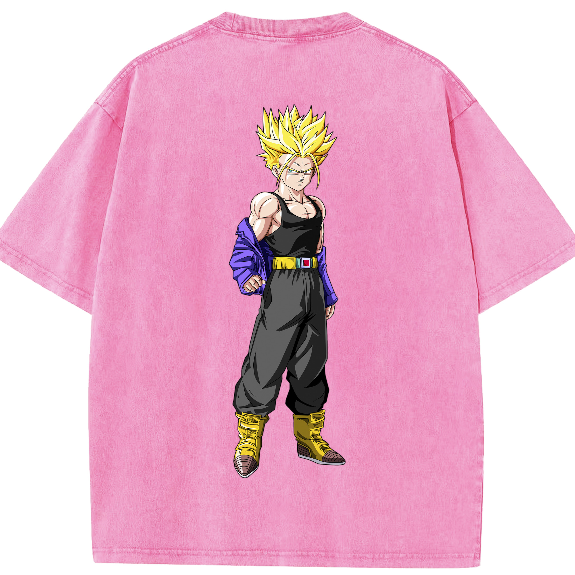 （画像用） ドラゴンボール トランクス（Torankusu）DRAGON BALL Trunks 綿100% ヴィンテージ風 半袖Tシャツ（背面プリント）